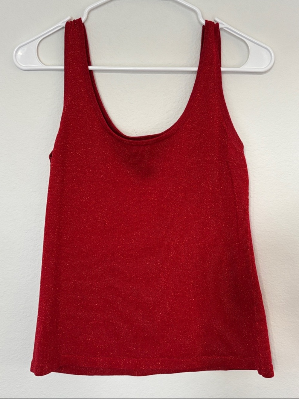 VTG Red Silk Shimmer Tank Top - Women's Sleeveless Scoop Neck by Belldini